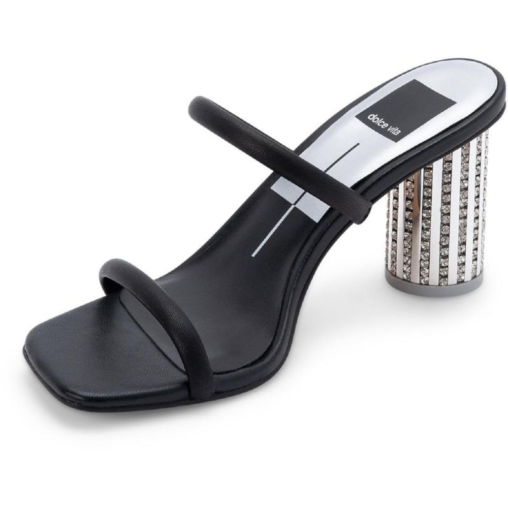 Dolce Vita Women's Noles Disco Faux Leather Embellished Slip On Heeled Sandal